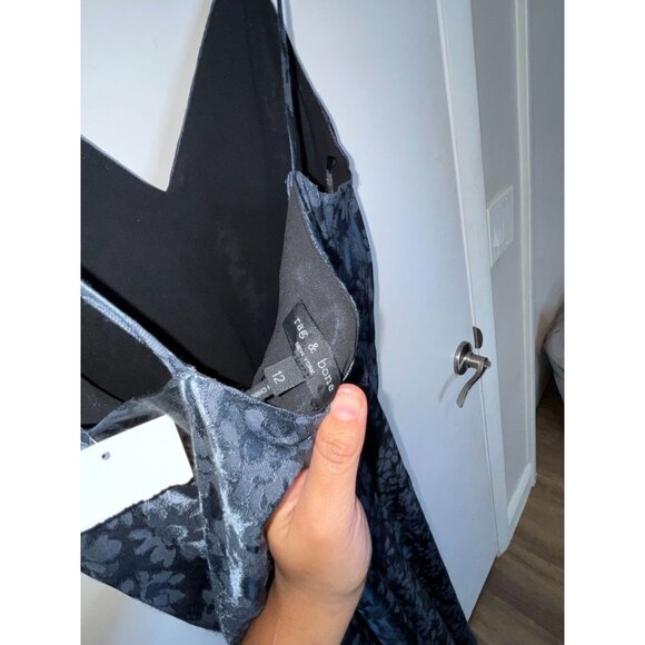 NWT RAG & BONE Astrid Floral Midi Slip Dress Navy Sz 12 - Picture 7 of 12